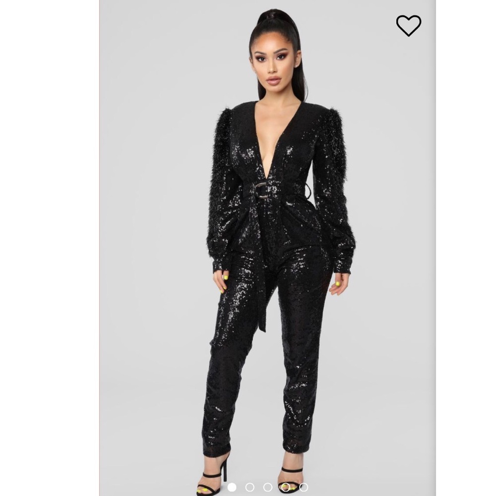 Long sleeve sequin jumpsuit